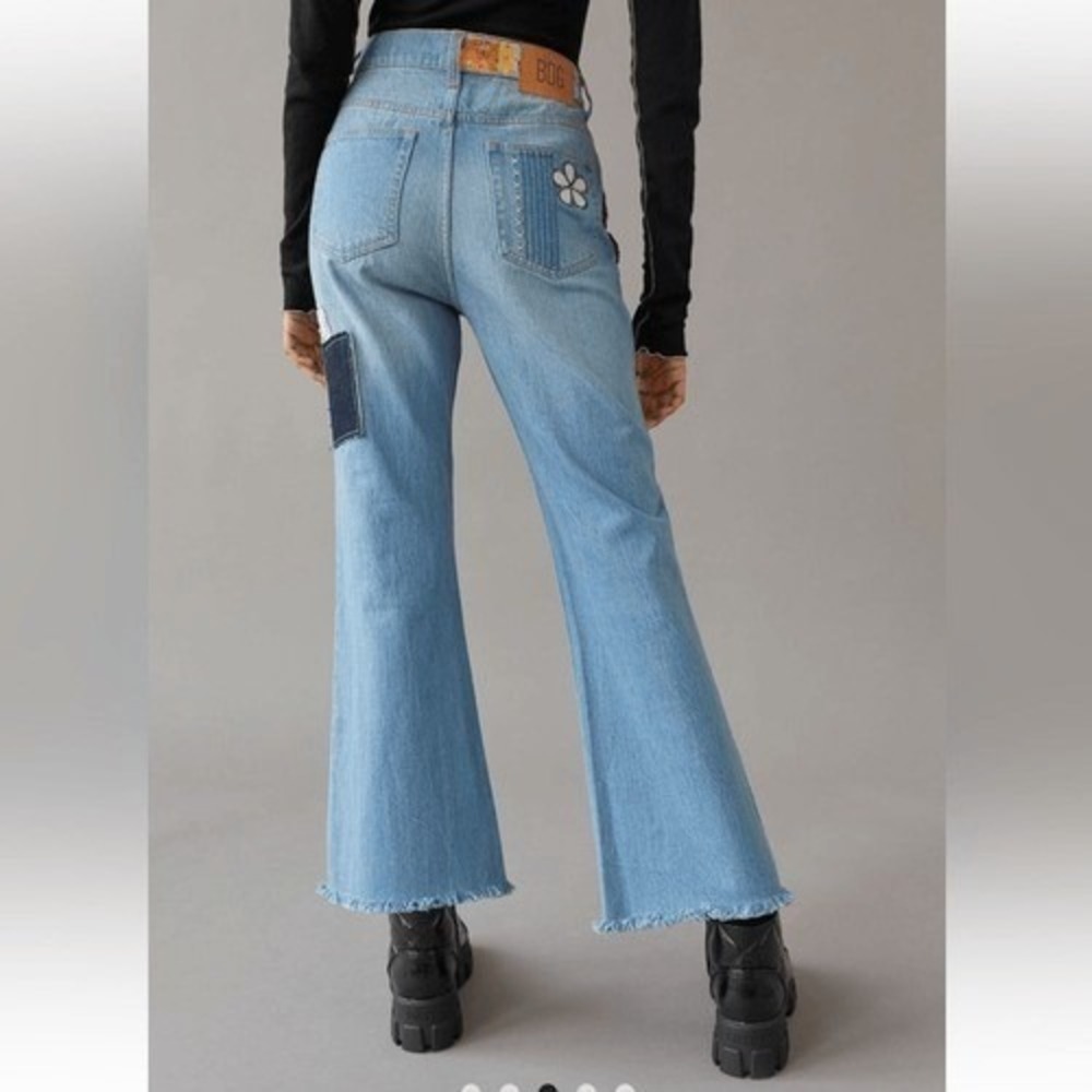 BDG Jeans crocheted patchwork denim high rise Hippie Festival women's 29 NEW - Picture 9 of 12